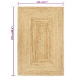 vidaXL Tapis fait à la main jute naturel 160x230 cm