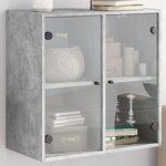 vidaXL Armoire murale avec portes en verre gris béton 68x37x68 5 cm