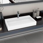 vidaXL Lavabo 80x46x11 cm Fonte minérale/marbre Blanc