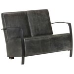 vidaXL Canapé à 2 places gris délavé cuir véritable