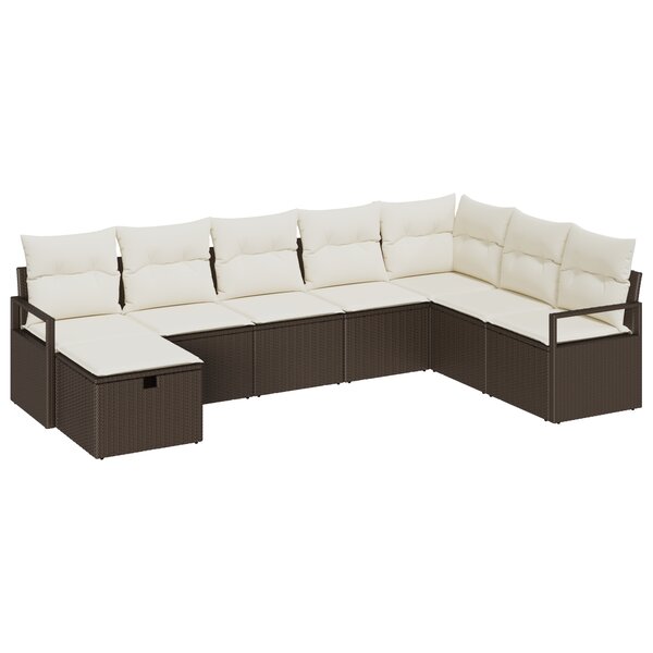 Ensemble de canapés de jardin vidaXL 8 pièces avec coussins marron en rotin synthétique