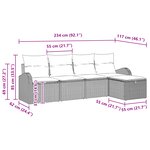 vidaXL Ensemble de 5 pièces de canapé de jardin avec coussins en noir Poly Rattan