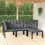 vidaXL Salon de jardin 4 Pièces noir et gris résine tressée