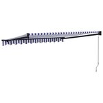 vidaXL Auvent rétractable bleu et blanc 3 5x2 5 m tissu et aluminium