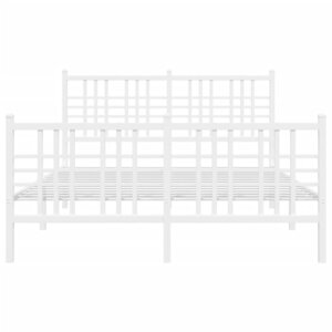 vidaXL Cadre de lit métal sans matelas et pied de lit blanc 120x200 cm