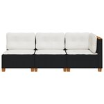 vidaXL Canapé de jardin avec coussins 3 places noir résine tressée