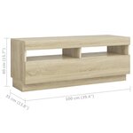 vidaXL Meuble TV avec lumières LED Chêne sonoma 300x35x40 cm