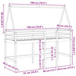 vidaXL Lit superposé et échelle et toit 90x190 cm bois de pin massif
