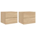 vidaXL Tables de chevet murales avec lumières LED 2 Pièces chêne sonoma