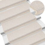 vidaXL Tapis d'escalier autocollants 15 Pièces 65x21x4 cm Crème