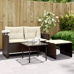 vidaXL Salon de jardin avec coussins 3 Pièces marron résine tressée