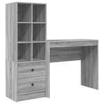 vidaXL Bureau avec rangement gris sonoma en bois d'ingénierie