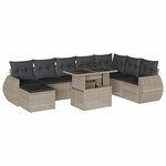 vidaXL Salon de jardin 9 Pièces avec coussins gris clair résine tressée