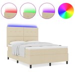 vidaXL Lit à Ressort avec Matelas & LED Crème 140x200 cm Tissu