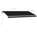 vidaXL Auvent automatique capteur de vent et LED 400x300 cm Anthracite