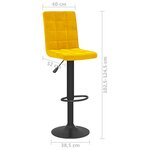 vidaXL Tabouret de bar Jaune moutarde Velours