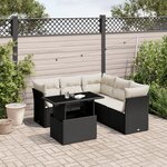 vidaXL Salon de jardin 6 Pièces avec coussins noir résine tressée