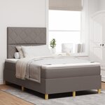 vidaXL Lit coffre avec matelas Taupe Double Petit Tissu