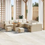 Ensemble de canapés de jardin vidaXL 13 pièces avec coussins en rotin synthétique beige