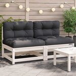 vidaXL Canapés de jardin sans accoudoirs coussins 2Pièces bois massif pin