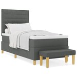 vidaXL Lit à ressorts avec matelas et banc gris foncé 100x200 cm en tissu