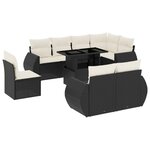 vidaXL Salon de jardin 9 Pièces avec coussins noir résine tressée