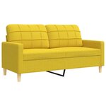vidaXL Ensemble de canapés 3 Pièces avec repose-pied jaune clair tissu