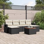 vidaXL Salon de jardin 7 Pièces avec coussins noir résine tressée