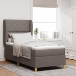 Lit avec sommier et matelas vidaXL Taupe 90x200 cm Tissu