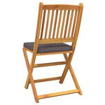 Chaises de jardin pliantes vidaXL avec coussin gris 2Pièces en bois d'acacia massif