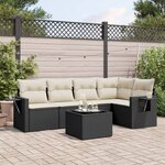 vidaXL Salon de jardin 6 Pièces avec coussins noir résine tressée
