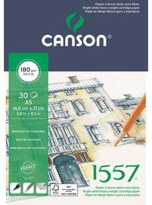 Bloc papier dessin '1557', A5, 180 g/m2, 30 feuilles CANSON