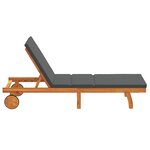 Fauteuil relax vidaXL avec des roulettes et un coussin gris foncé en bois massif