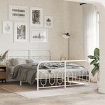 vidaXL Cadre de lit métal sans matelas et pied de lit blanc 150x200 cm
