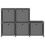vidaXL Étagère d'affichage 5 cubes et boîtes Gris 103x30x72 5 cm Tissu
