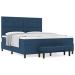 vidaXL Lit à sommier avec matelas et banc Bleu 180x200 cm Tissu