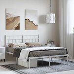 vidaXL Cadre de lit métal sans matelas et tête de lit blanc 135x190 cm