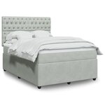 vidaXL Sommier à lattes de lit et matelas Gris clair 140x200cm Velours