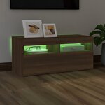 vidaXL Meuble TV avec lumières LED Chêne marron 90x35x40 cm