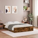 vidaXL Cadre de lit avec tiroirs sans matelas chêne fumé 140x200 cm
