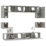 vidaXL Ensemble de meubles TV 8 Pièces Gris béton Bois d'ingénierie