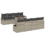 Canapé de Jardin 9 Pièces avec Coussins Gris Clair Poly Rattan