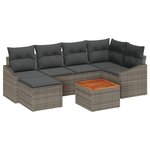 vidaXL Ensemble de Canapés de Jardin 7 pièces avec Coussins Gris en Poly Rattan
