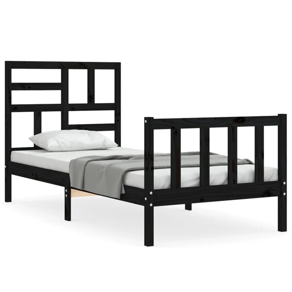 vidaXL Cadre de lit sans matelas noir 100x200 cm bois massif de pin