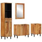 vidaXL Ensemble de meubles salle de bain   4 pièces en bois d'acacia brun massif