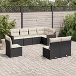 vidaXL Salon de jardin 8 Pièces avec coussins noir résine tressée