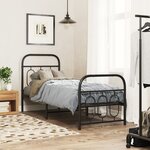 vidaXL Cadre de lit métal sans matelas avec pied de lit noir 75x190 cm