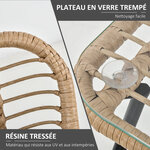 Outsunny Ensemble salon de jardin 3 pièces style exotique 2 fauteuils avec coussins + table basse résine tressée beige métal époxy noir