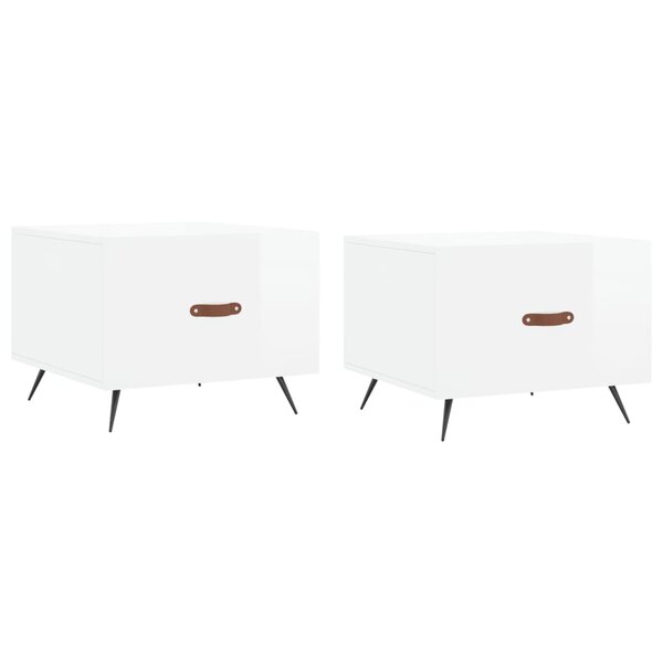 vidaXL Tables basses 2 Pièces blanc brillant 50x50x40cm bois d'ingénierie