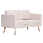 vidaXL Canapé à 2 places Tissu Crème